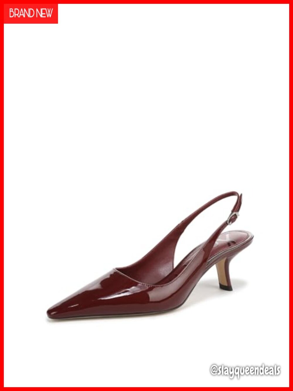 Kitten Heel Slingback Pumps Leather Pointed Toe Business Casual